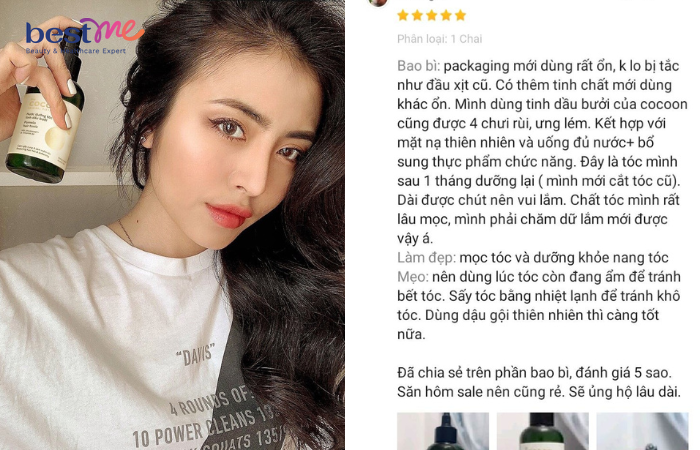 Review từ người dùng xịt dưỡng tóc Cocoon