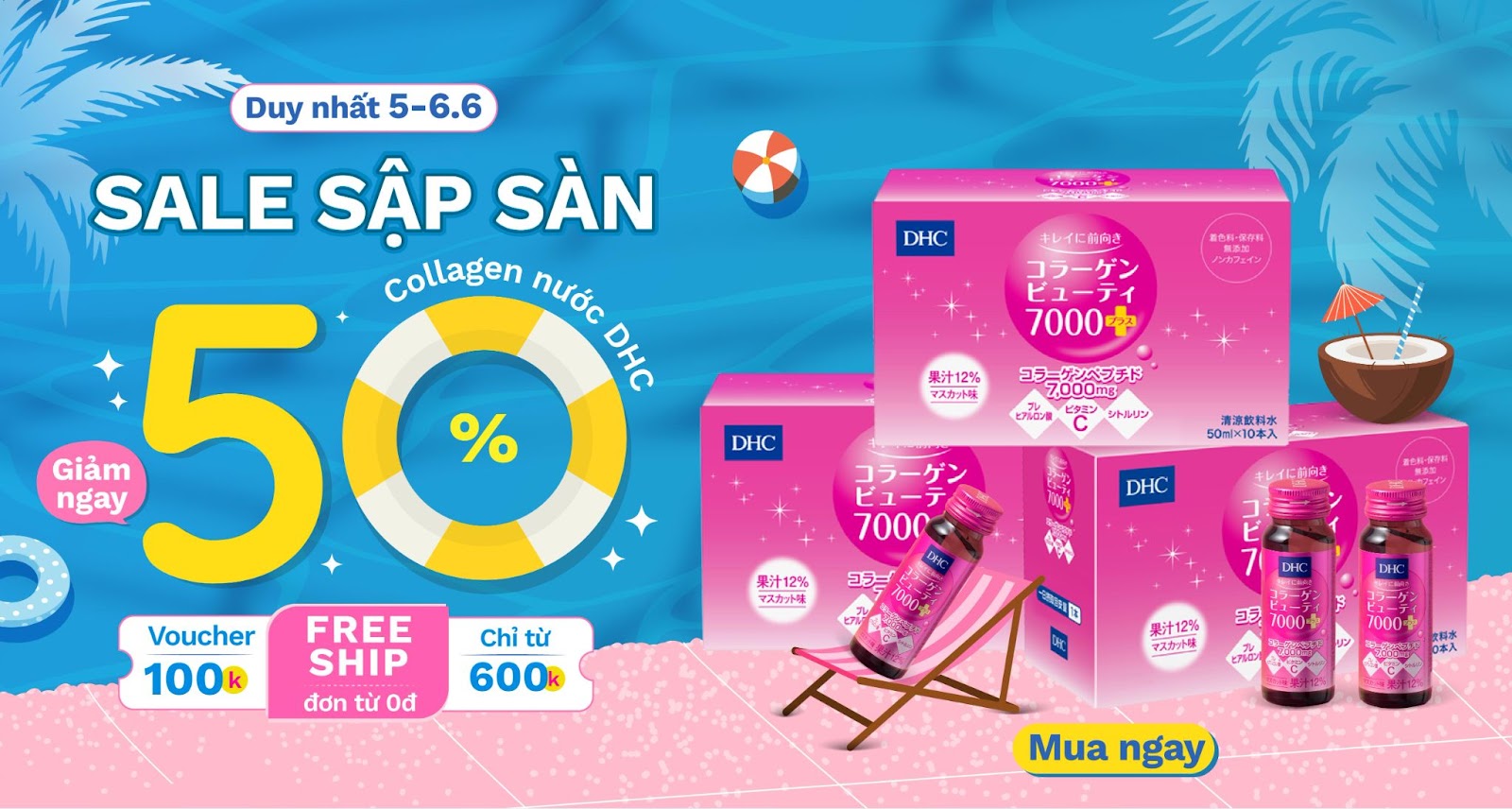 Sale 6/6 giảm 50% collagen nước DHC Collagen Beauty 7000 Plus - 1