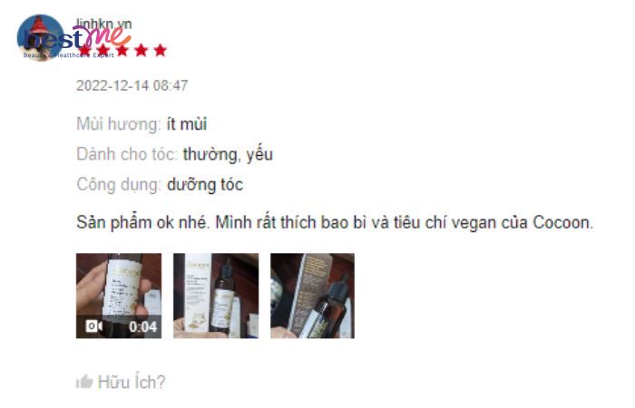 Đánh giá của khách hàng về serum dưỡng tóc Cocoon