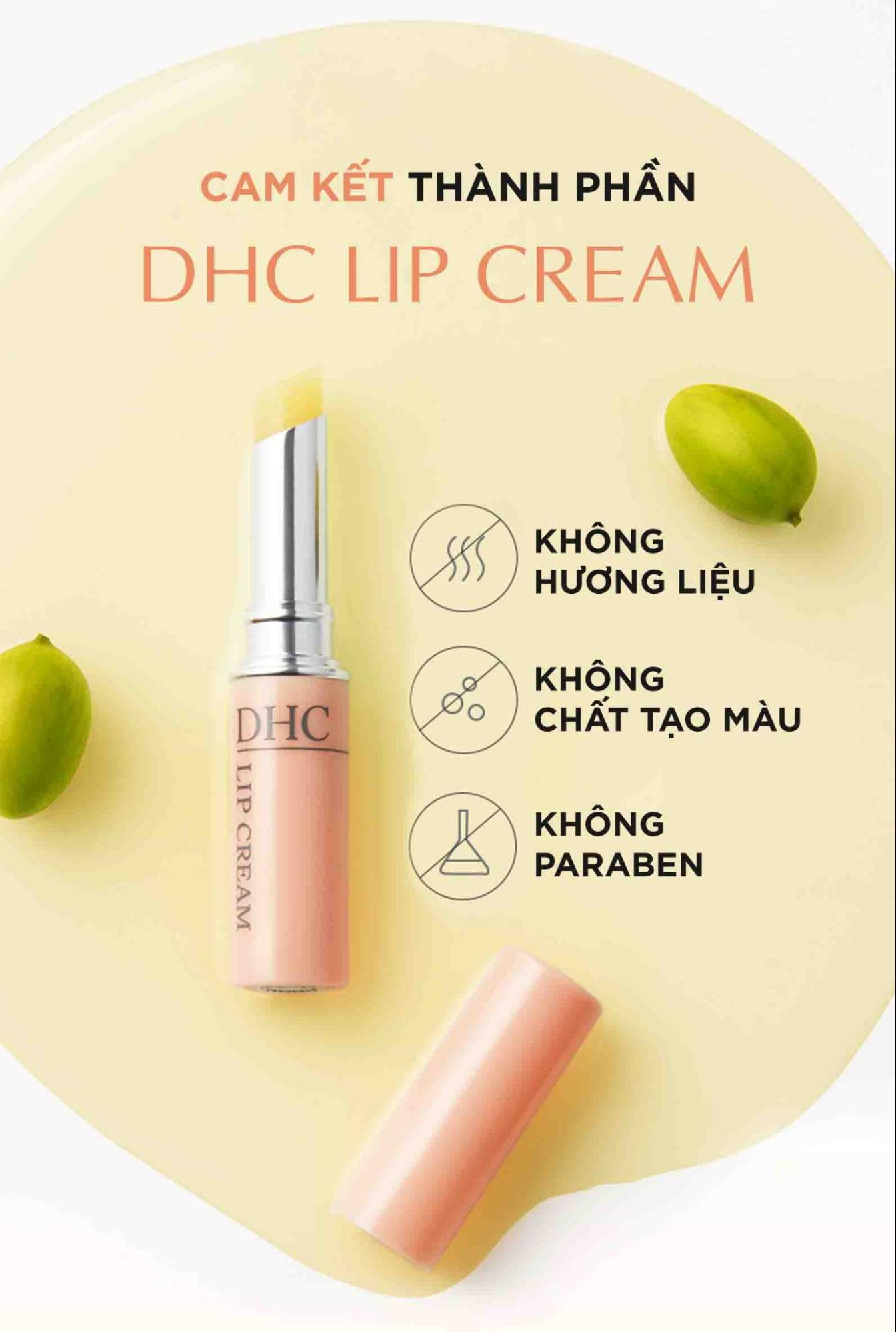 Cam kết về thành phần từ nhiên của son dưỡng môi DHC Lip Cream