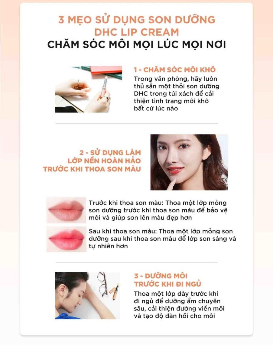 Mẹo sử dụng son dưỡng môi DHC Lip Cream