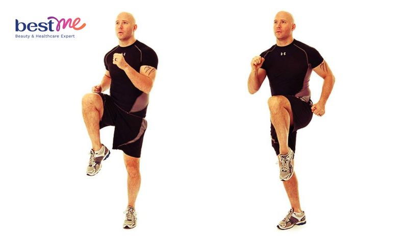 Bài tập chạy nâng cao gối giảm mỡ bụng nam