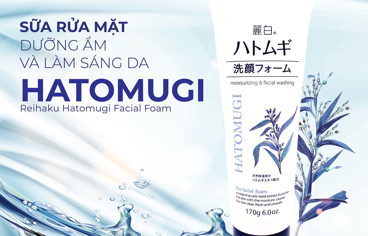 Sữa rửa mặt Hatomugi màu trắng giúp làn da mịn màng và tươi trẻ