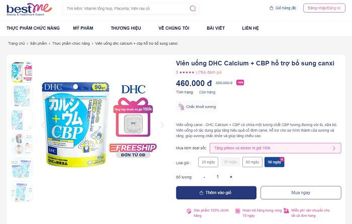 Mua canxi DHC Nhật Bản chính hãng tại Bestme.vn