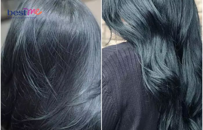 Màu tóc xanh dương khói xám sương mù khiến tóc bạn như một tác phẩm nghệ thuật 