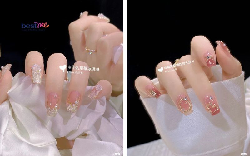 Móng tay giả đính đá thiết kế giá rẻ đẹp màu hồng có hộp Nail box đẹp  MINIGIRL MG16 - Chăm sóc móng | TheFaceHolic.com