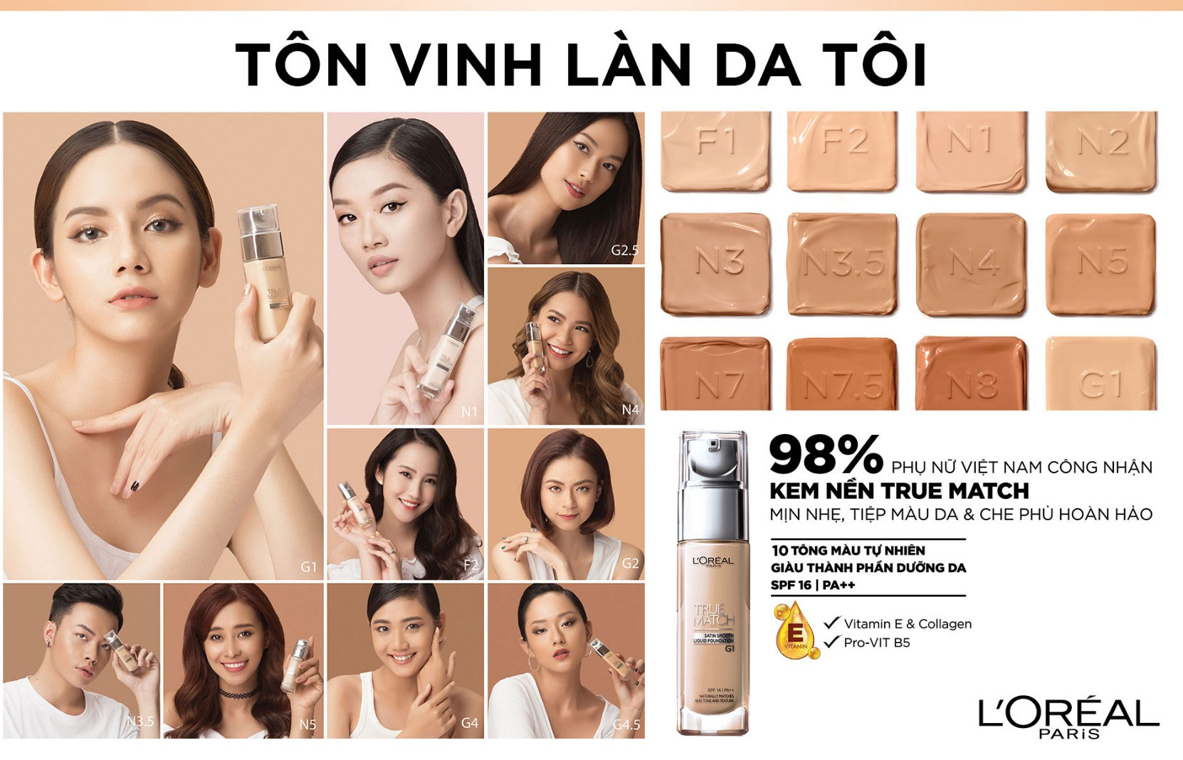 Kem nền kiềm dầu dạng lỏng L'Oreal Paris True Match