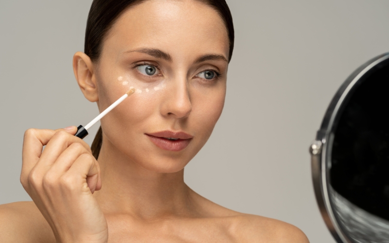 Trang điểm nhẹ nhàng kiểu Hàn Quốc nên ưu tiên kem nền dạng lỏng hoặc phấn nước bởi kết cấu này sẽ dễ dàng tệp vào da