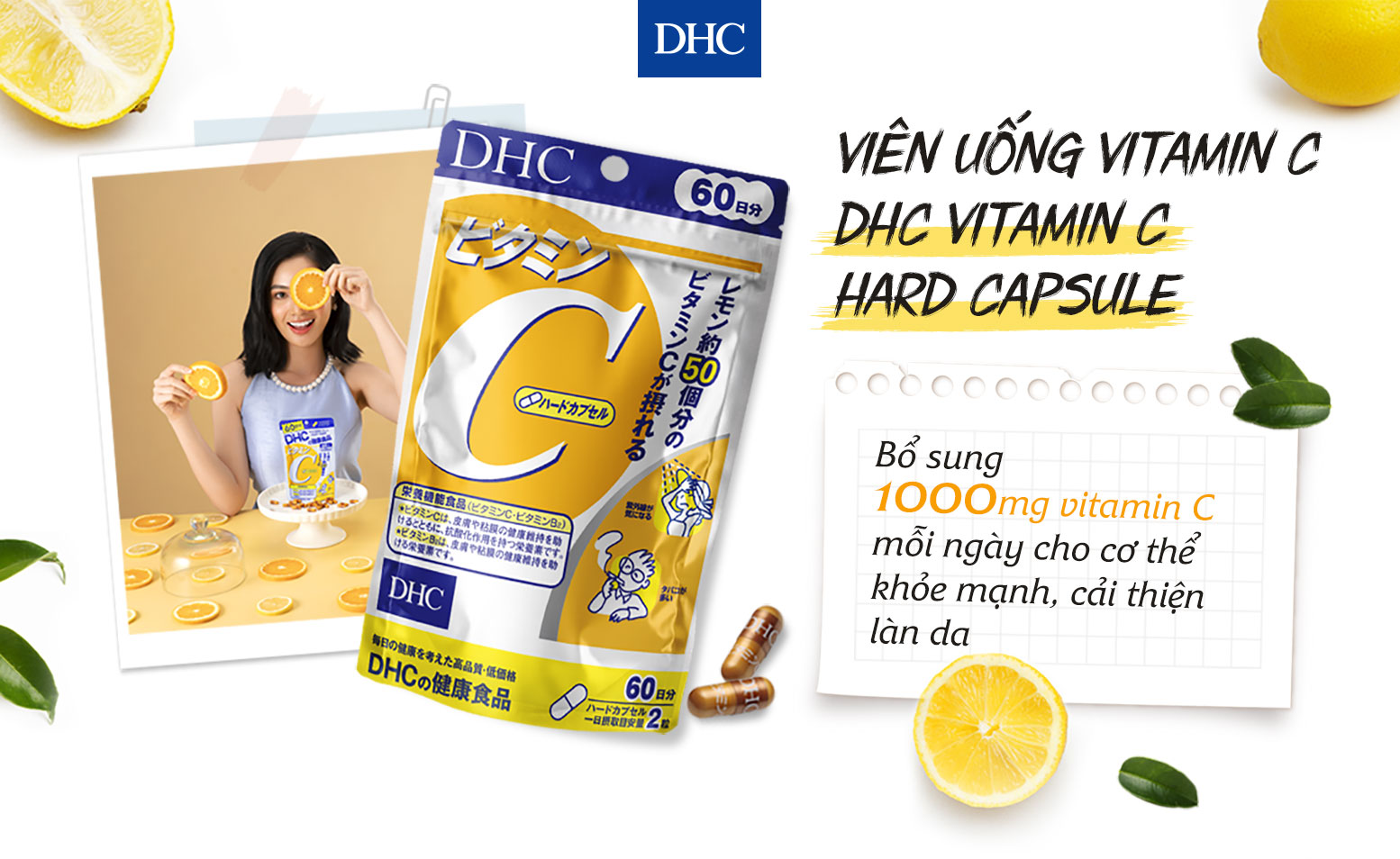 Viên uống vitamin C DHC bổ sung 1000mg vitamin C cho cơ thể