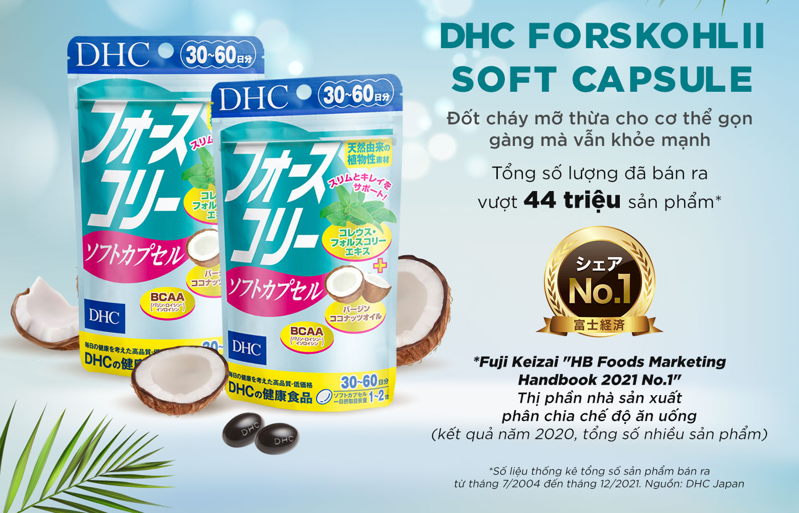 Viên uống DHC Forskohlii Soft Capsule giúp hỗ trợ ăn kiêng và làm đẹp