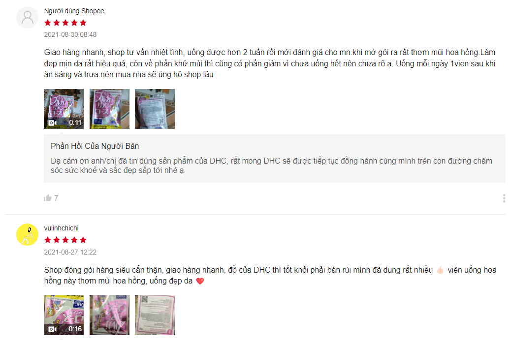 viên uống hoa hồng dhc review