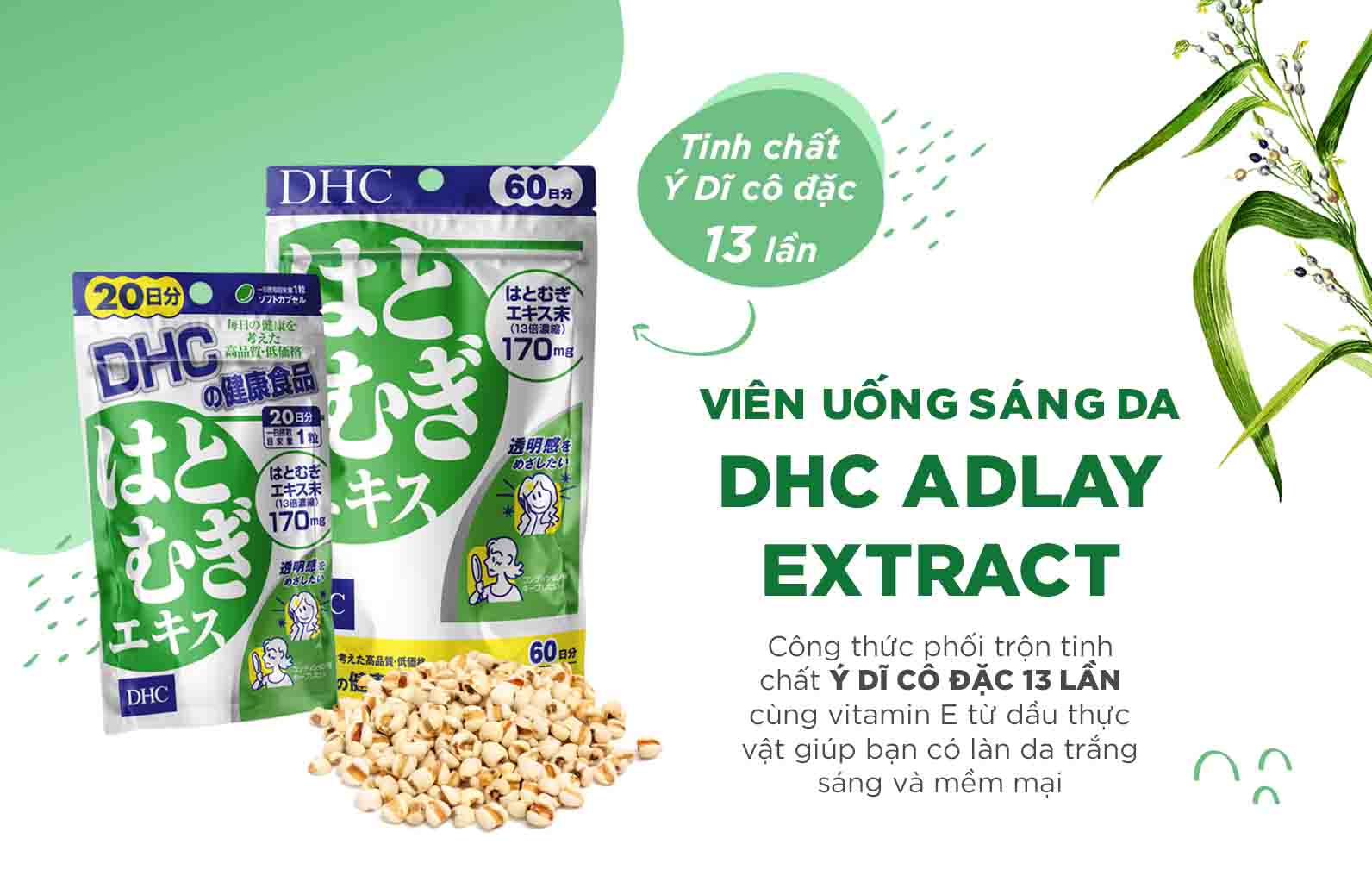 Giới thiệu viên uống sáng da DHC Adlay Extract