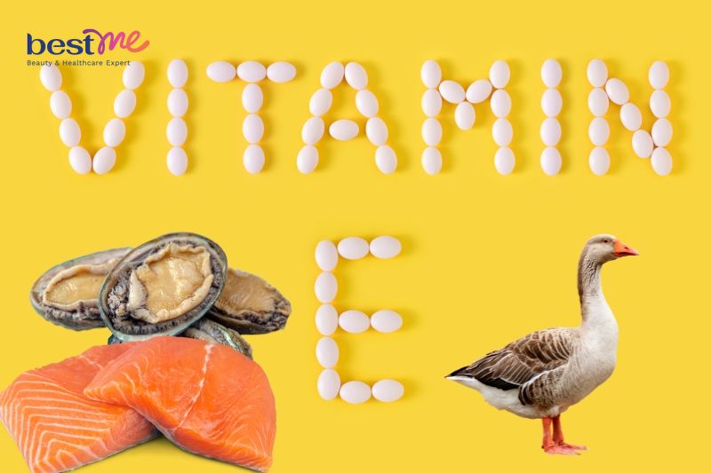 Bào ngư, cá hồi và thịt ngỗng là một trong các loại thực phẩm giàu vitamin E