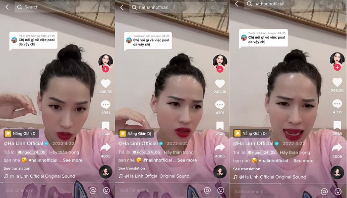 Võ Hà Linh đã chia sẻ các sản phẩm peel da không rõ nguồn gốc có thể gây ảnh hưởng tiêu cực tới làn da