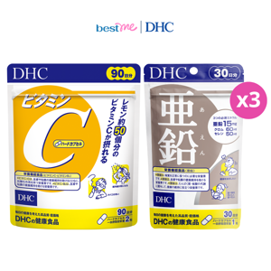 Combo thực phẩm bảo vệ sức khỏe DHC Zinc + DHC Vitamin C Hard Capsule