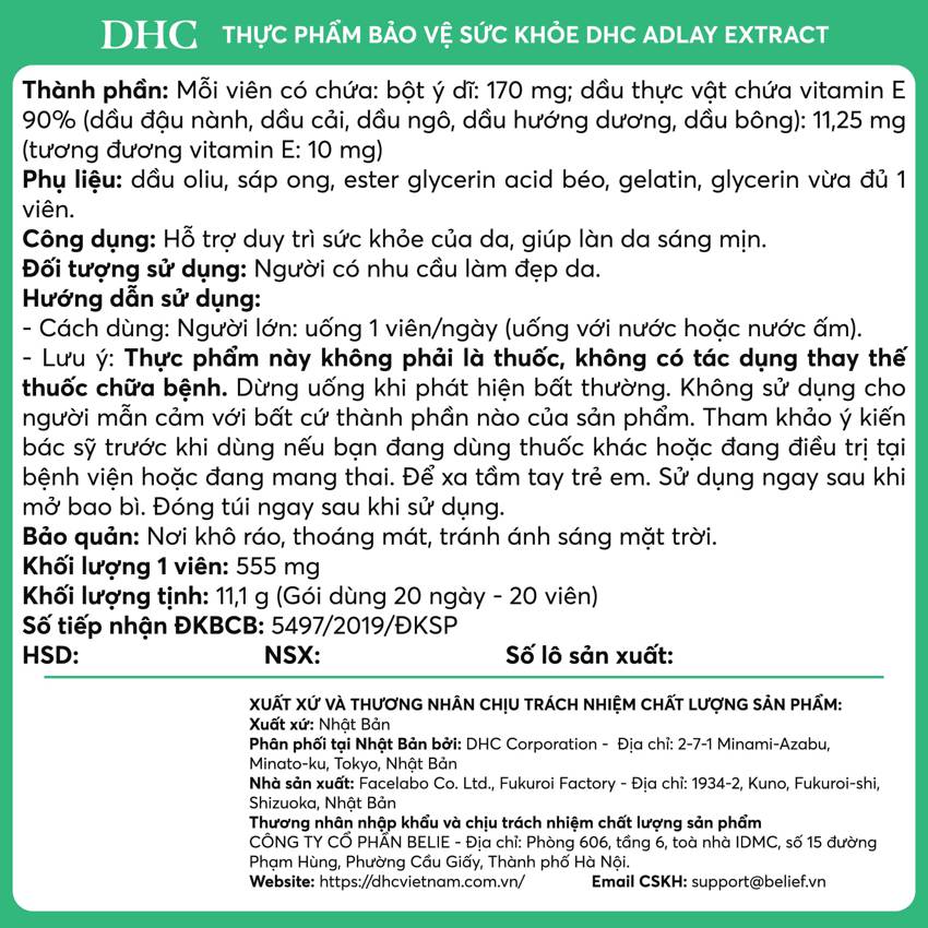 viên uống sáng da dhc