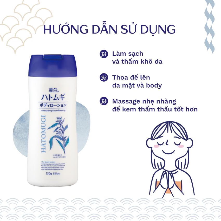 Sữa Dưỡng Thể, Làm Sáng Da Reihaku Hatomugi Body Lotion (250g) 