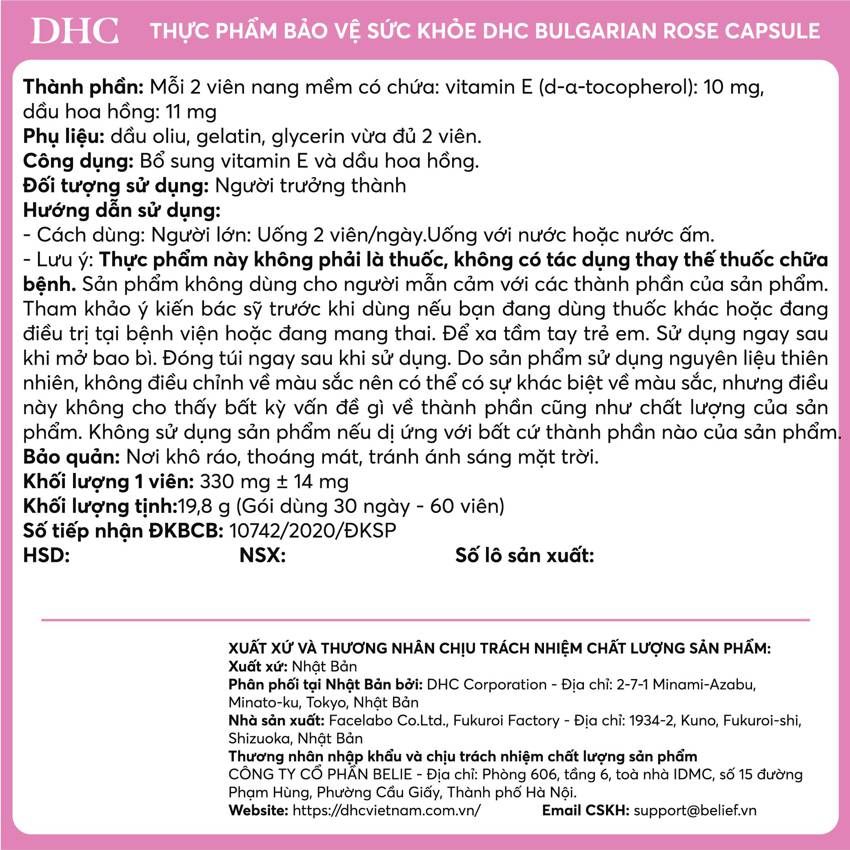 viên uống hoa hồng DHC