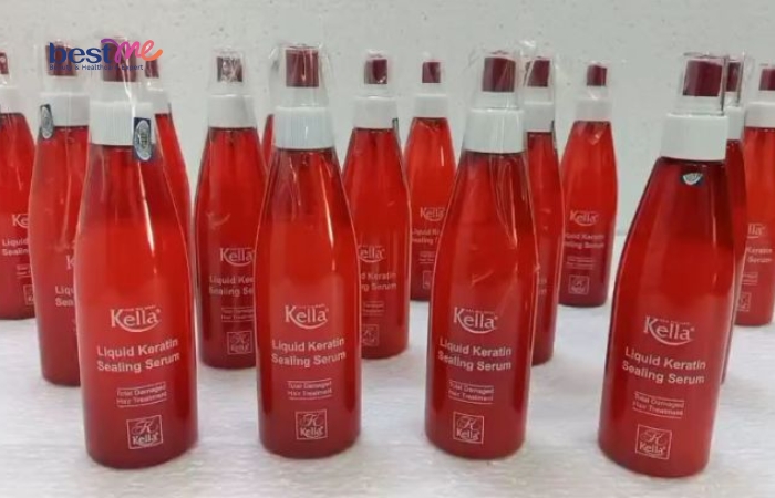 Xịt dưỡng tóc Kella hay còn có tên gọi xịt dưỡng tóc Keratin phục hồi hư tổn Kella màu đỏ
